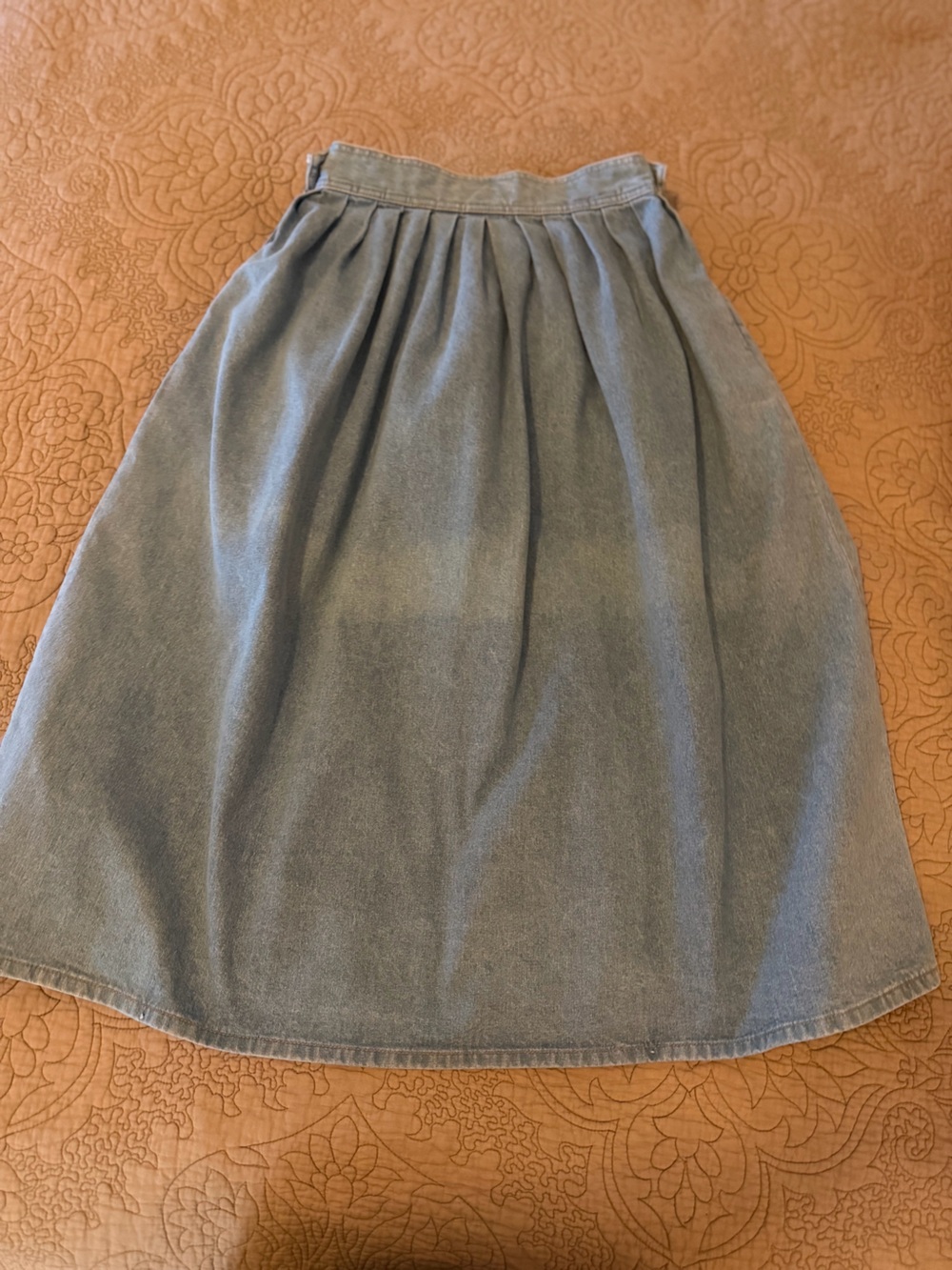 VTG 80s 90s LizWear Denim High Waist Full Pleated Skirt Cottagecore Prairie, M - Picture 10 of 15